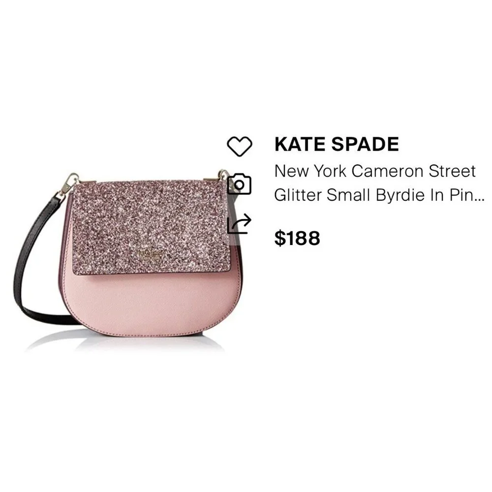 NWT Kate Spade CAMERON STREET GLITTER Pink & Brown BYRDIE Crossbody Bag‎ HANDBAG